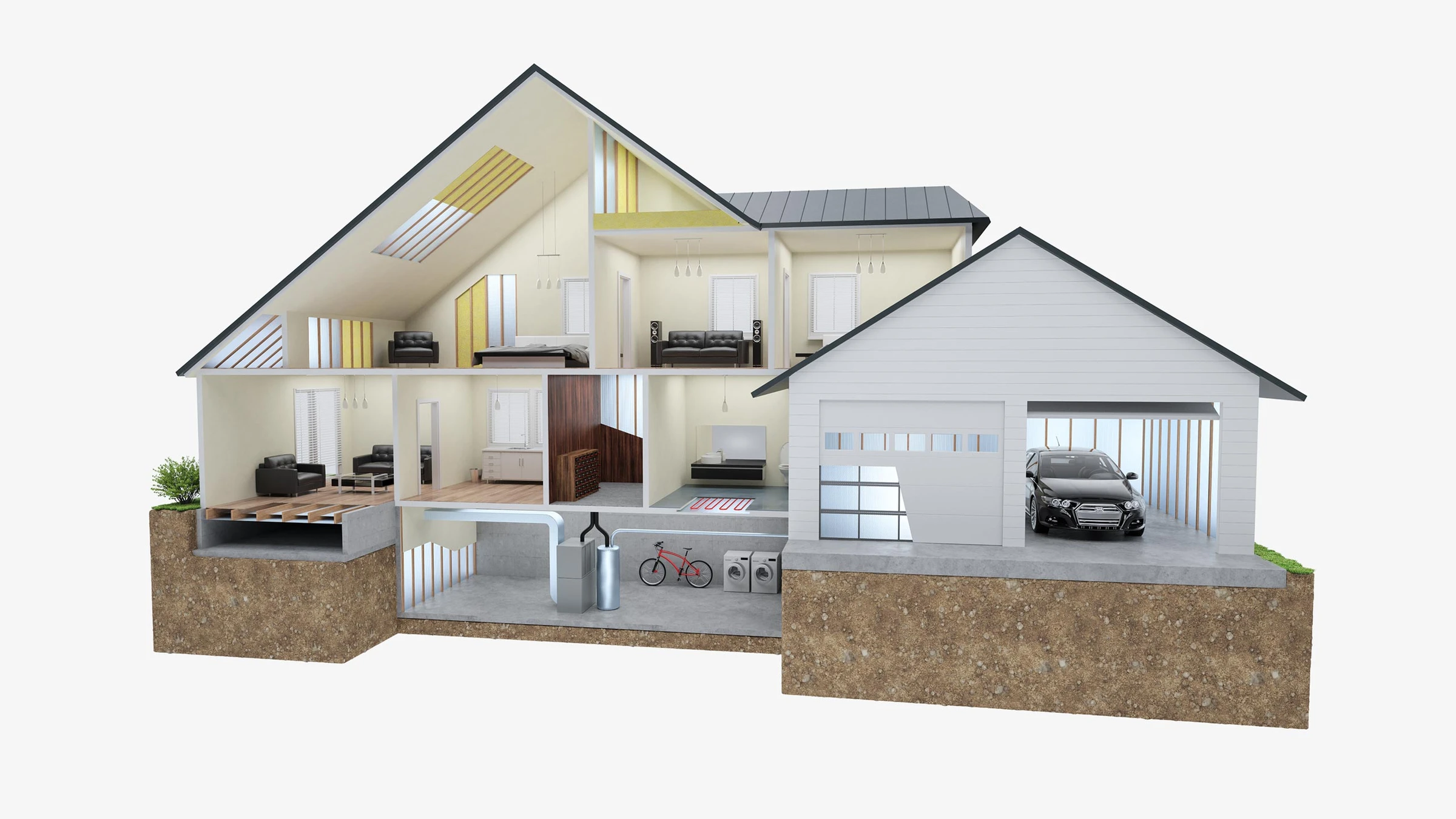 inside middle cut of house 3D CGI product visualization